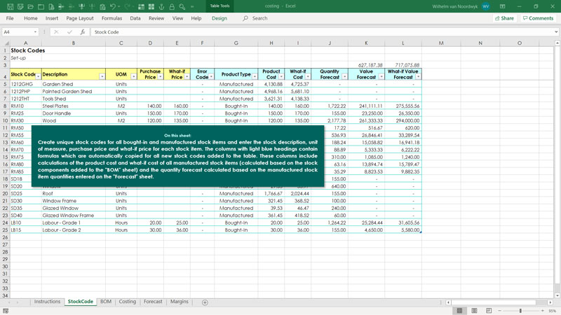 Standard Recipe Costing Sheet MS Excel Templates
