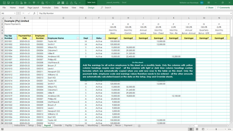 employee payroll excel template