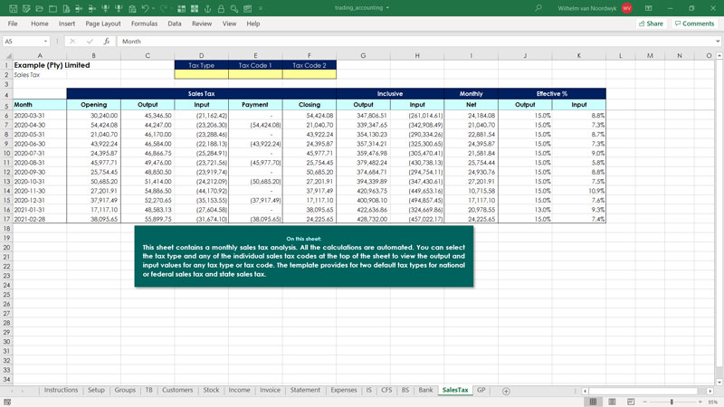 profit and loss account excel template